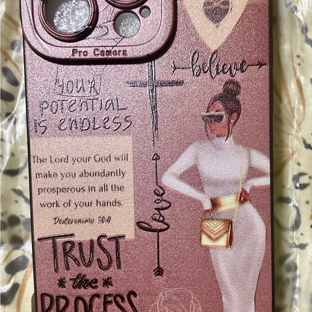 Brown Motivational Phone Case with Artistic Design